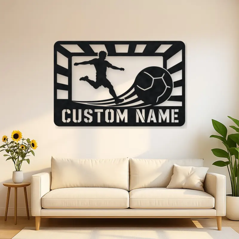 Personalized Soccer Player Metal Wall Art with Stadium
