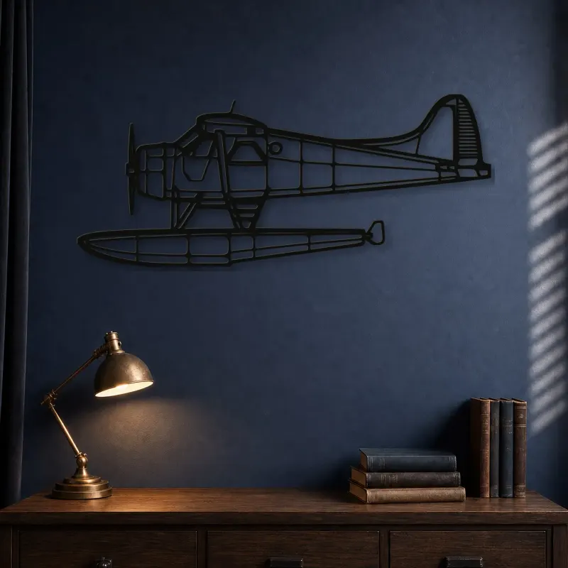 Silhouette d'avion DHC-2 MK III Turbo Beaver en métal, Décoration murale aéronautique