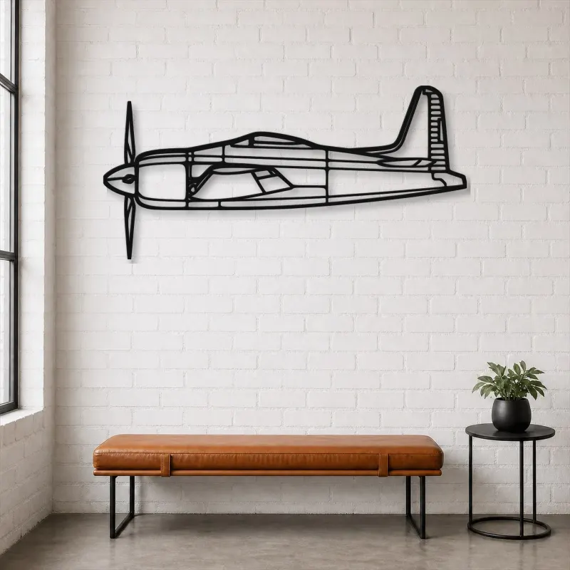 Silhouette en métal d'avion F8F Bearcat, décoration murale en métal, décoration aéronautique, cadeau pour aviateurs