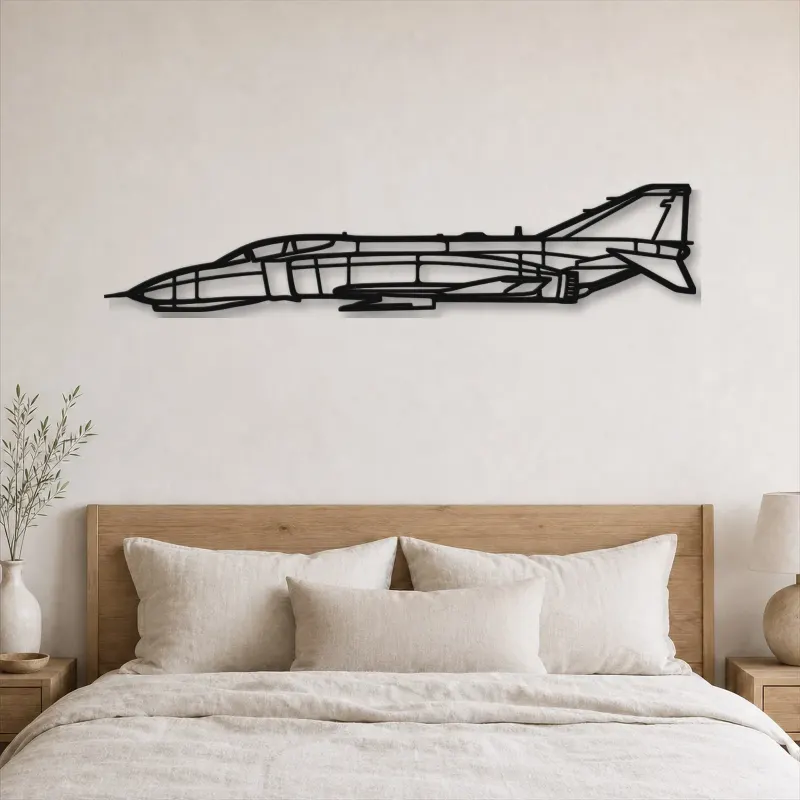 Insegna in metallo silhouette aereo F-4 Phantom, Silhouette di aerei in metallo, Decorazione murale di aviazione, Decorazione per aviatori
