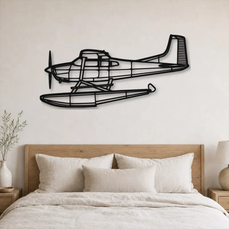 Silhouette d'avion en métal A185F Float, Décoration murale aéronautique