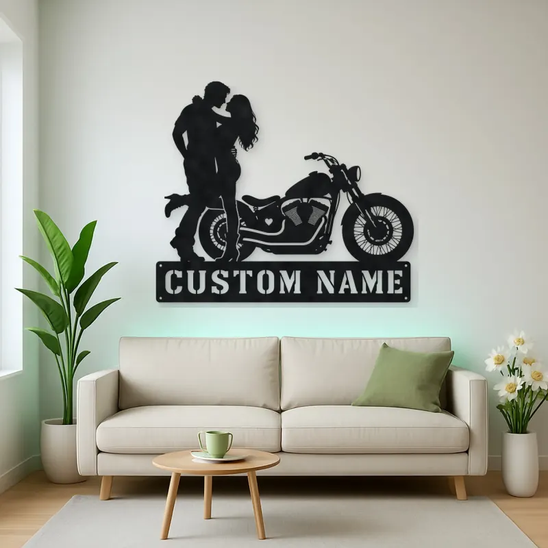 Personalized Chopper Romance Metal Wall Art with Heart