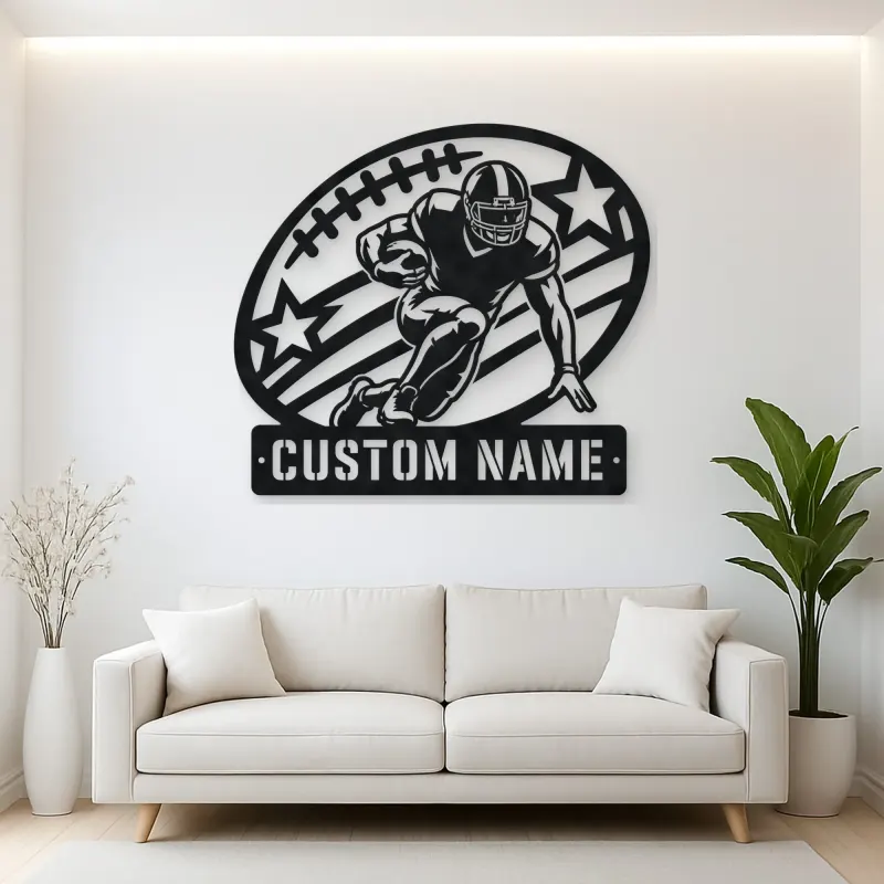 Personalized Running Back Stars and Stripes Metal Wall Art