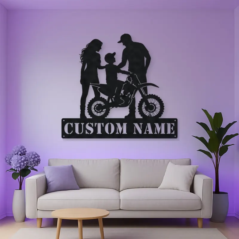 Personalized Mini Dirt Bike Family Metal Wall Art
