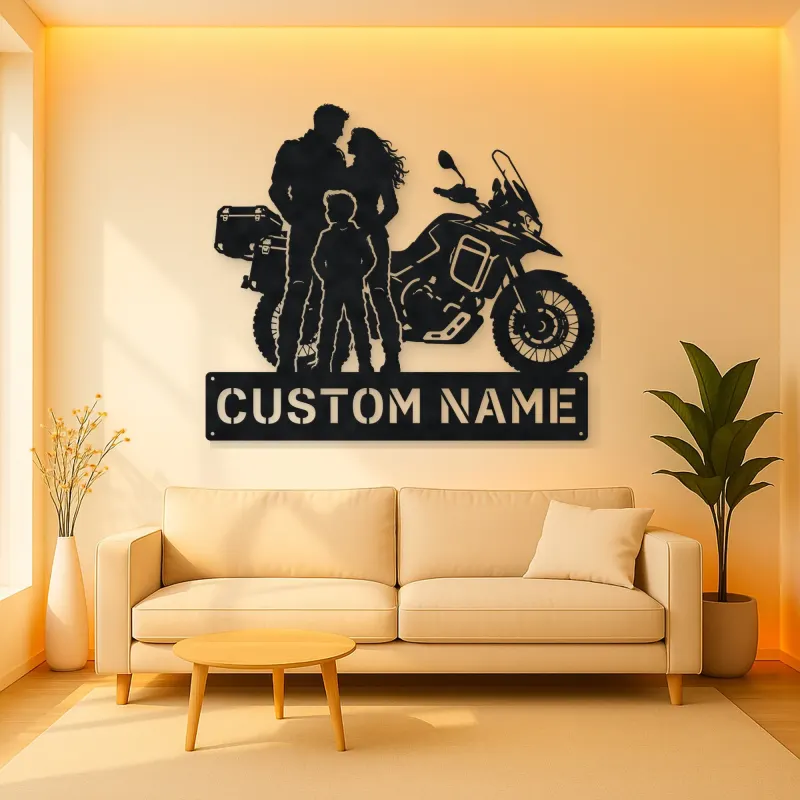 Personalized Adventure Motorcycle Family Metal Wall Art