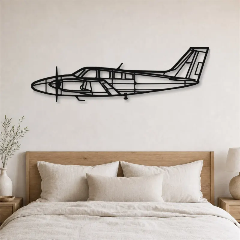 Silhouette d'avion Baron G58 en métal, Décoration murale en métal, Décor aéronautique, Cadeau pour aviateur