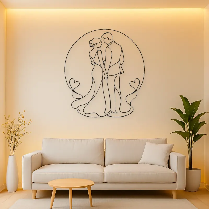 Hand in Hand Silhouette Metal Wall Art | Romantic Couple Decor