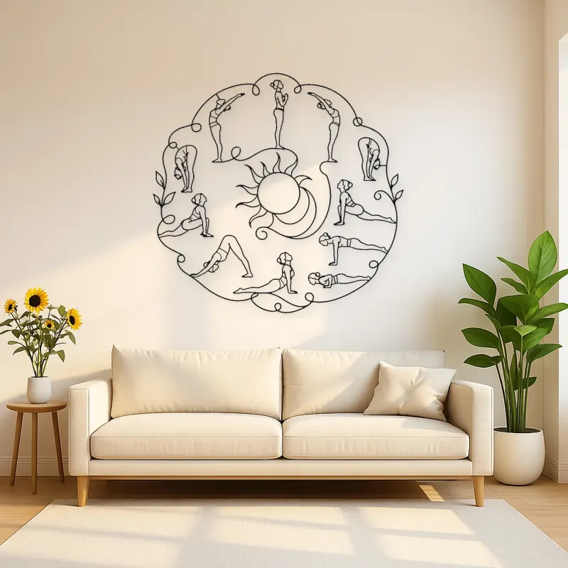 Sun Salutation Flow Metal Wall Art | Yoga and Meditation Wall Decor