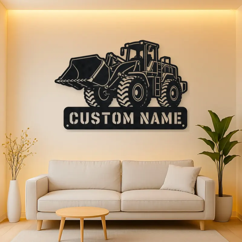 Personalized Heavy Wheel Loader Raised Bucket Metal Wall Art