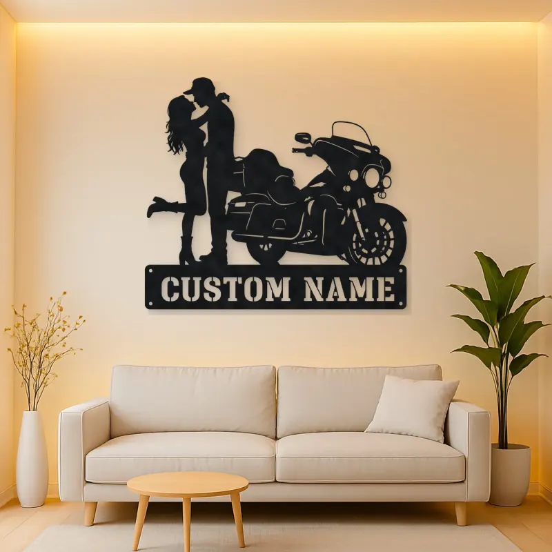 Personalized Touring Bagger Couple Metal Wall Art