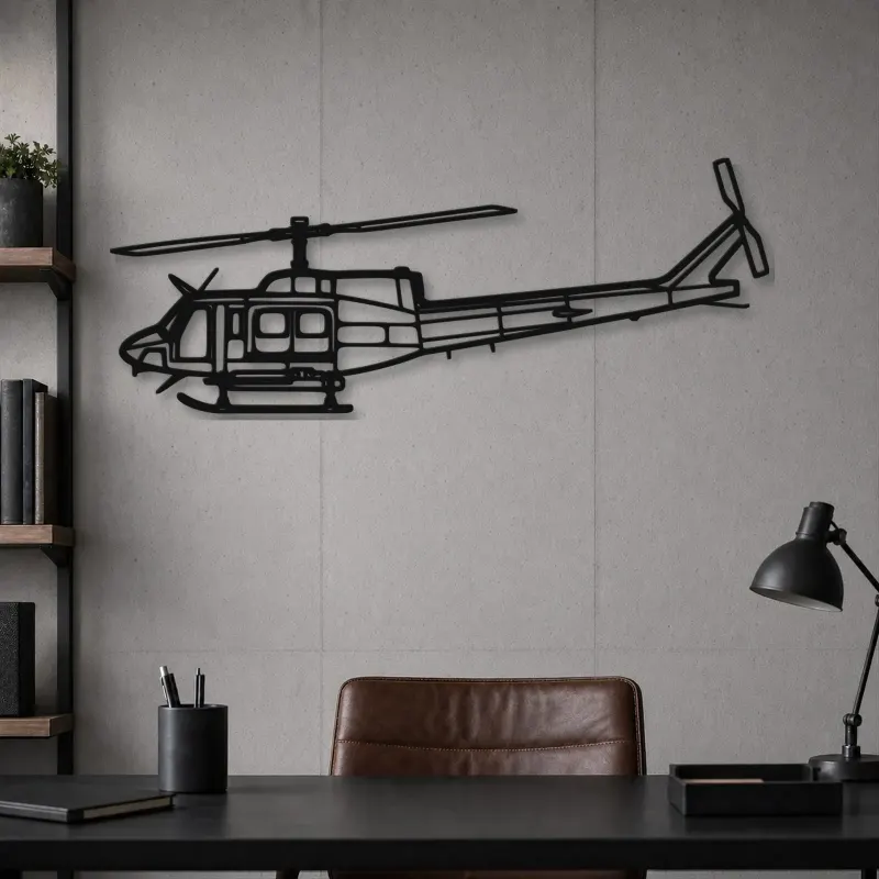 Silhouette d'avion Bell 212 en métal, Décoration murale en métal, Décor aéronautique, Cadeau pour aviateur