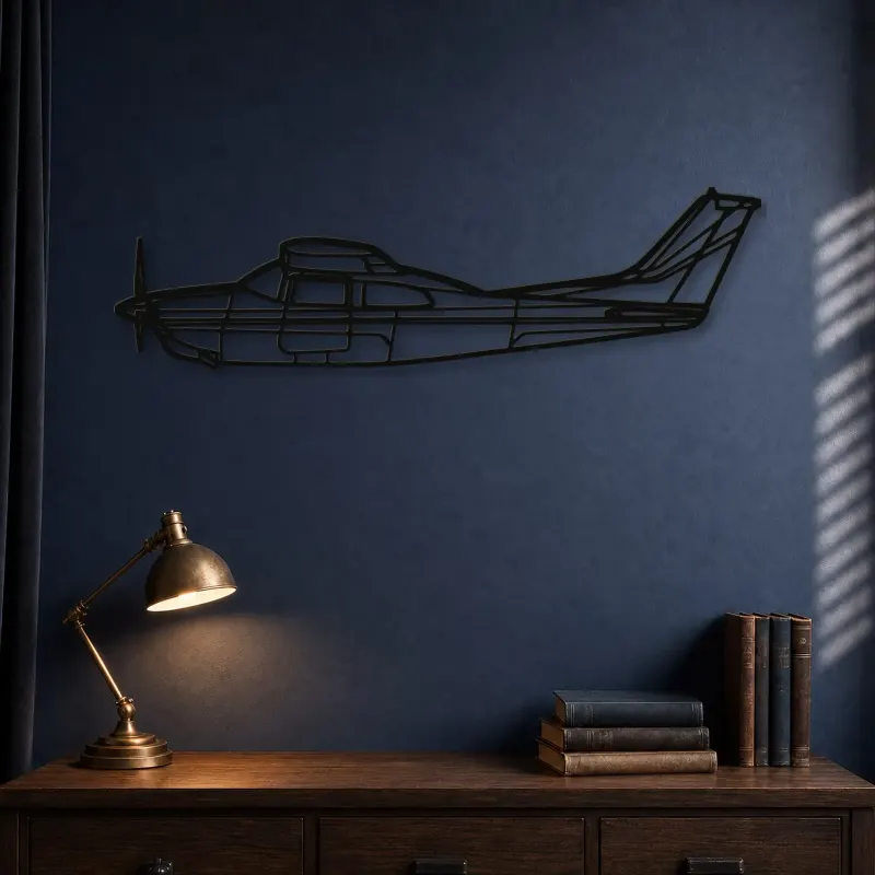 Silhouette en métal d'avion 210L Centurion, décoration murale en métal, décoration aéronautique, cadeau pour pilote