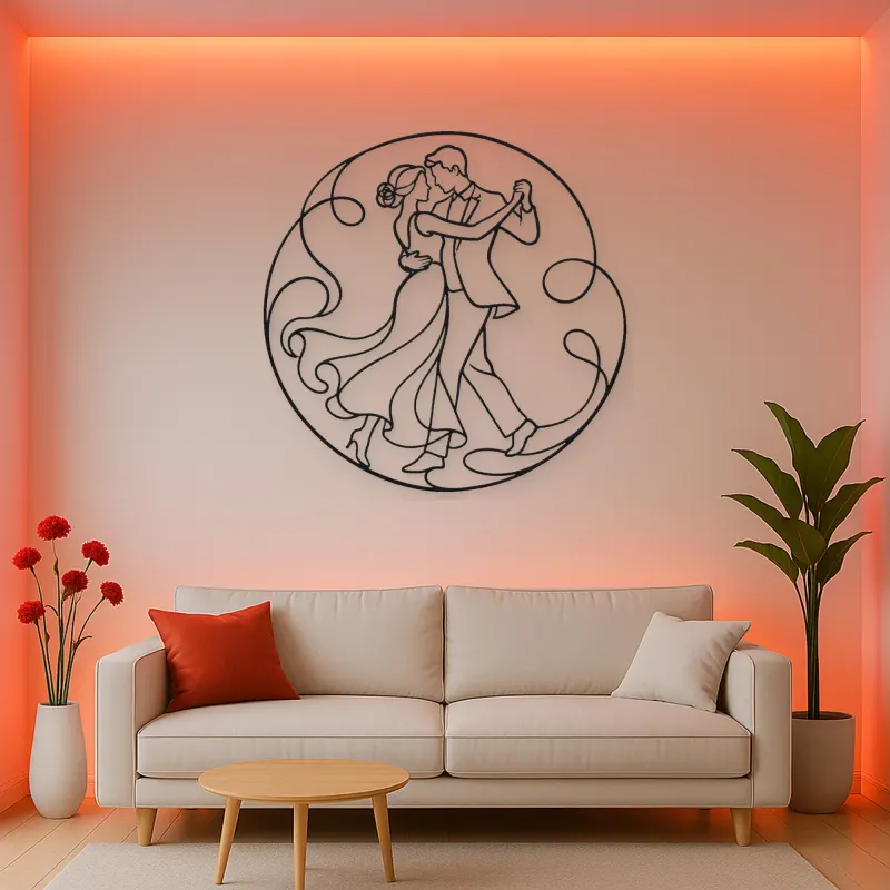 Gentle Spin Couple Metal Wall Art | Romantic Couple Decor