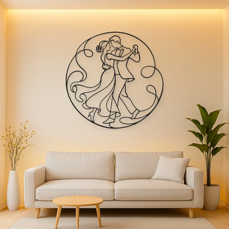 Gentle Spin Couple Metal Wall Art | Romantic Couple Decor