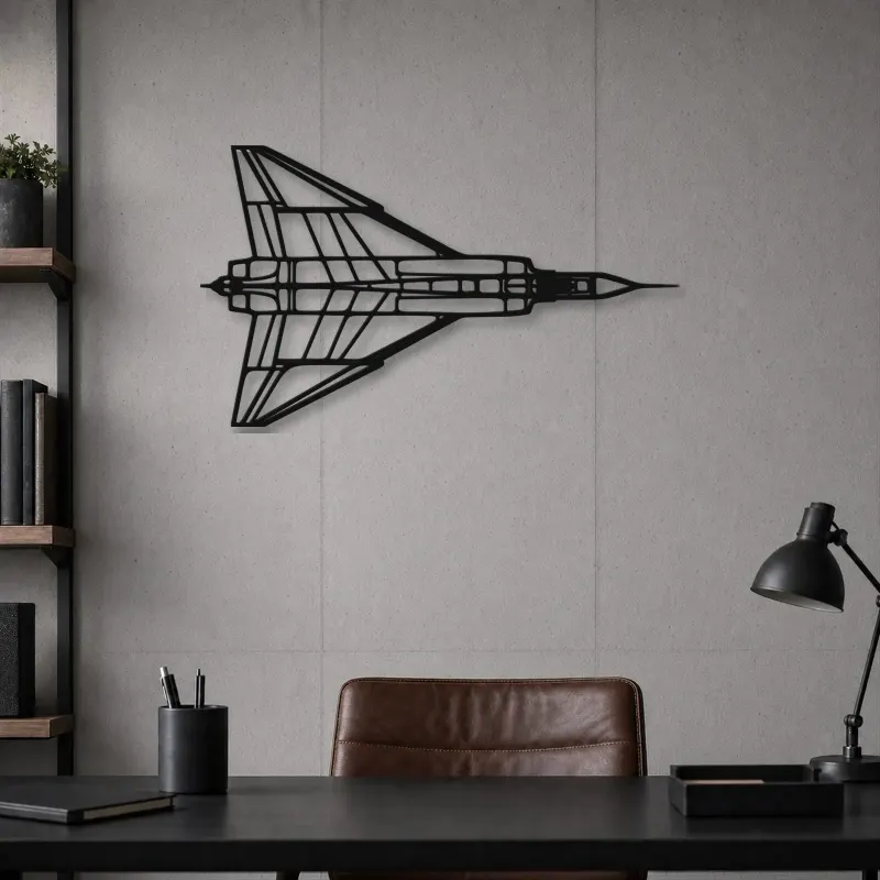 Silhouette en métal d'avion CF-105 Arrow Top, Décoration murale en métal, Décor aéronautique, Cadeau pour aviateur