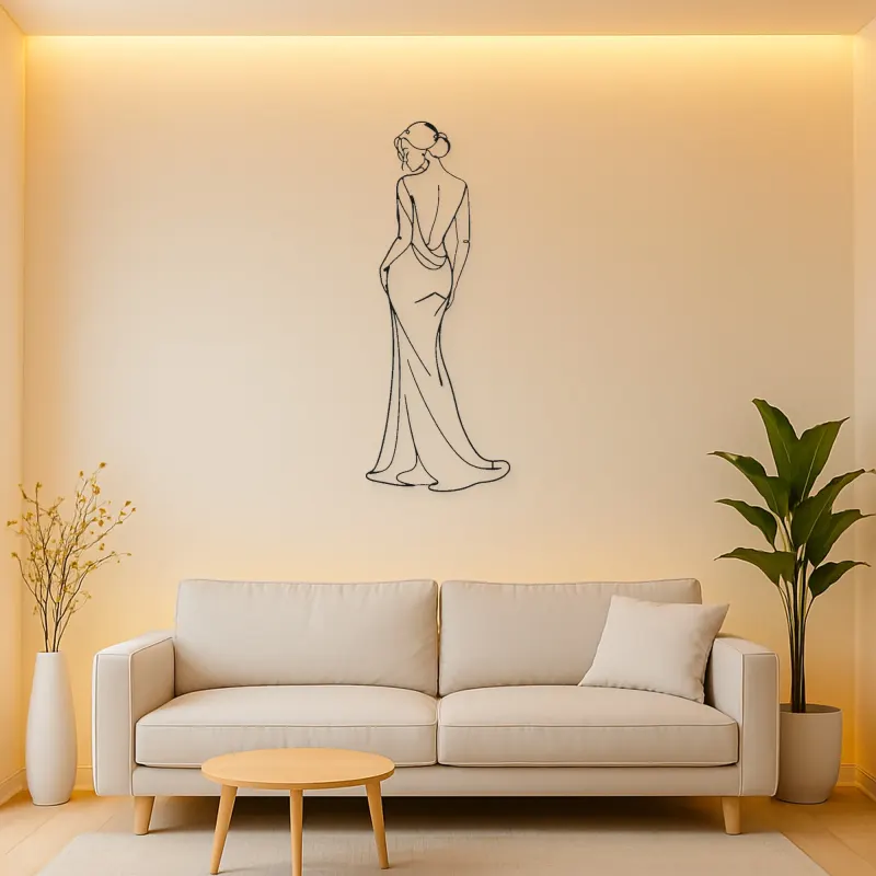 Graceful over Shoulder Metal Wall Art | Fashion Figure Wall Decor