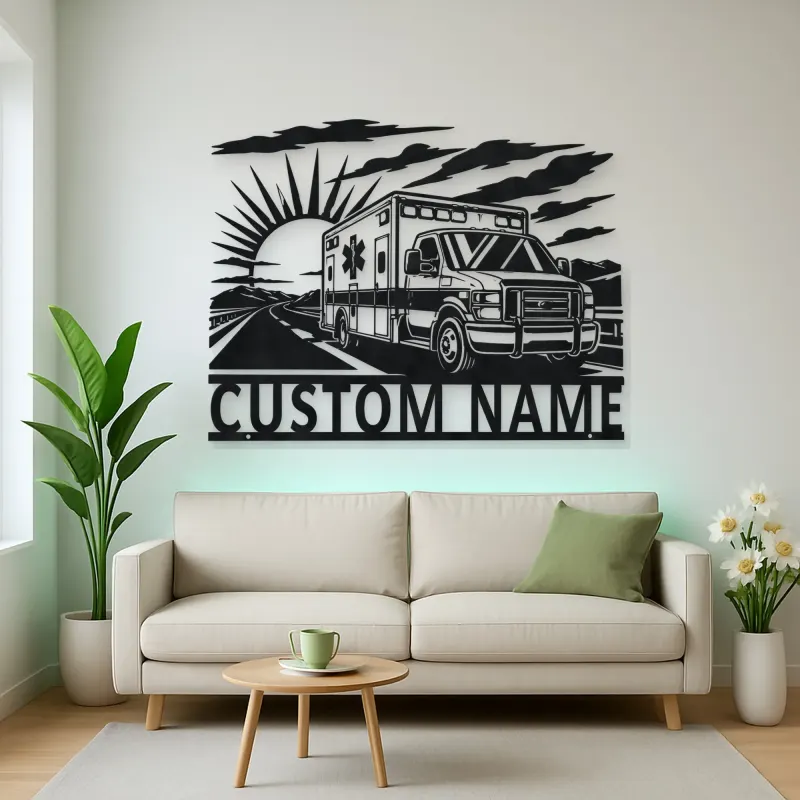 Personalized Sunrise Ambulance Highway Metal Wall Art