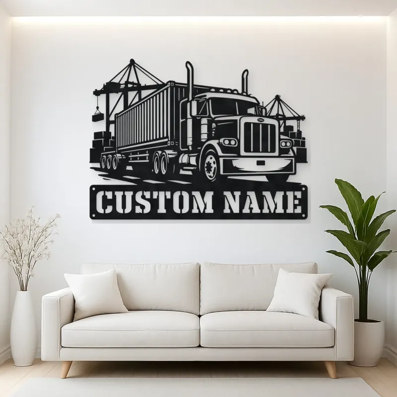 Personalized Container Semi Truck Port Metal Wall Art