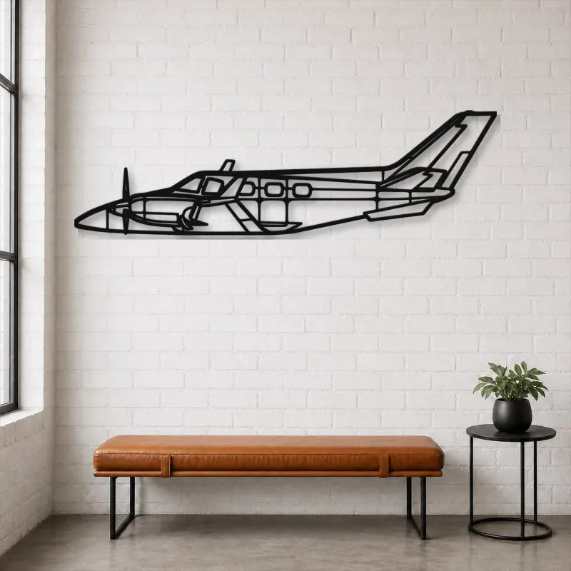 Silhouette d'avion B60 Duke en métal, Décoration murale en métal, Décor aéronautique, Cadeau pour aviateur