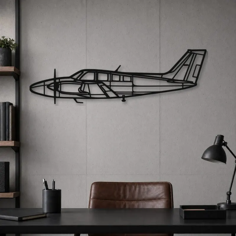 Silhouette d'avion Baron G58 en métal, Décoration murale en métal, Décor aéronautique, Cadeau pour aviateur