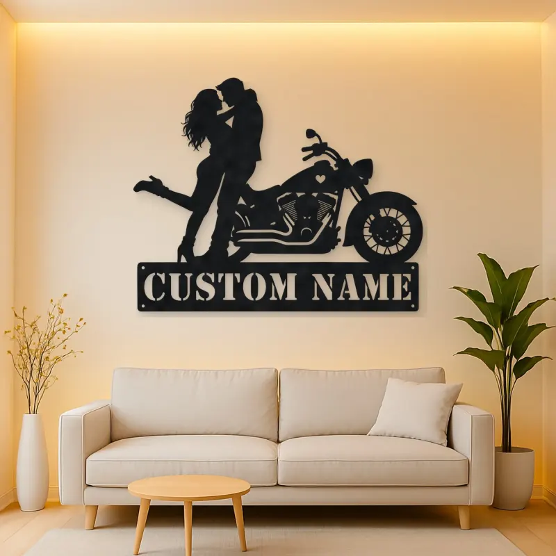 Personalized Classic Cruiser Couple Metal Wall Art