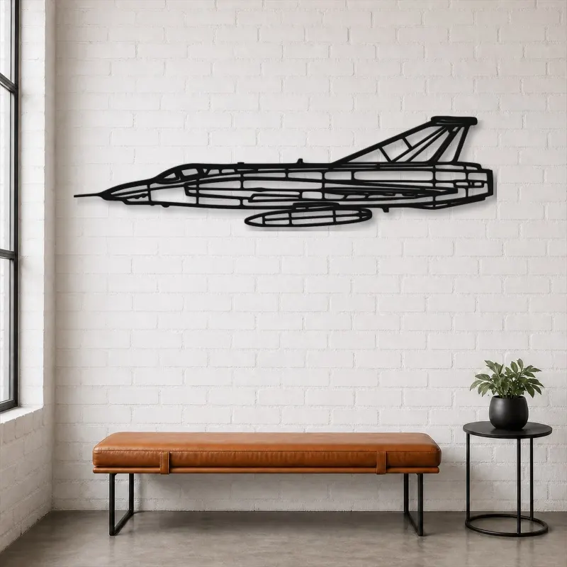 Silhouette de l'avion RF-35 Draken en métal, décoration murale en métal, décoration aéronautique, décoration d'aviateur