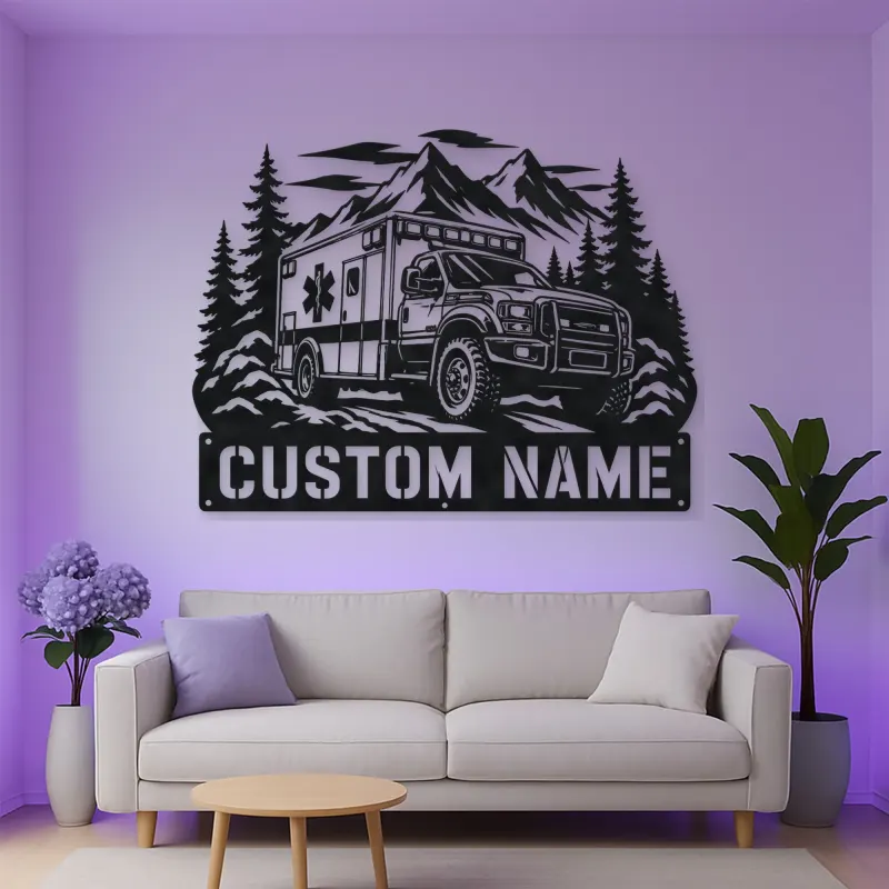 Personalized Mountain Rescue Ambulance Metal Wall Art