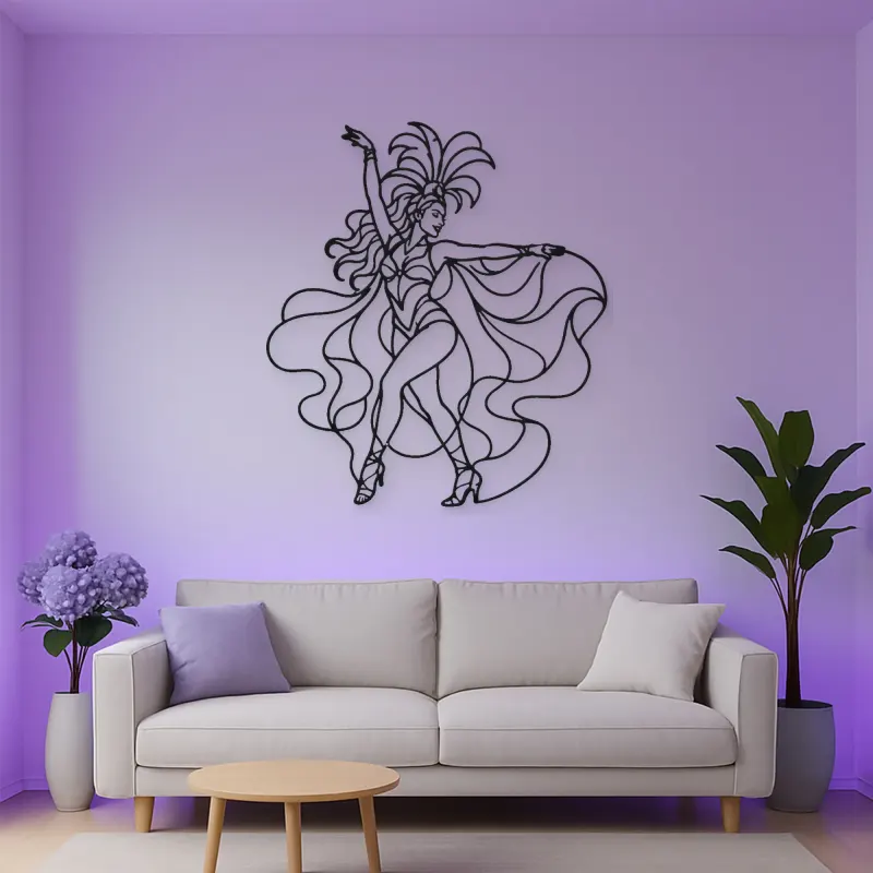 Samba Carnival Pose Metal Wall Art | Dance Silhouette Wall Decor