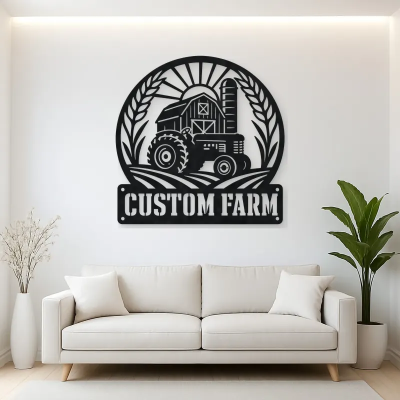 Personalized Tractor Farm Metal Wall Art with Barn Scene