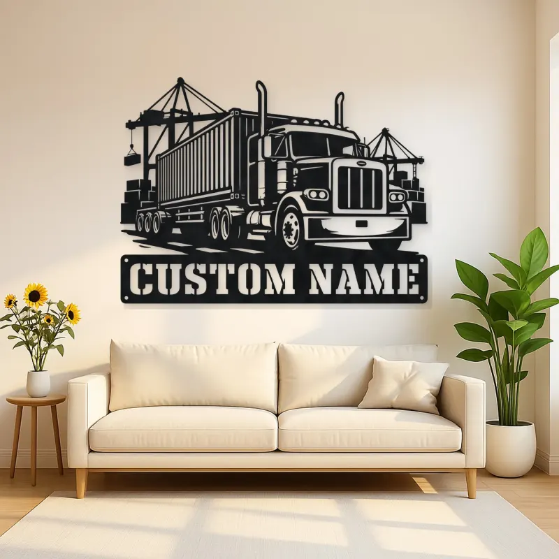 Personalized Container Semi Truck Port Metal Wall Art