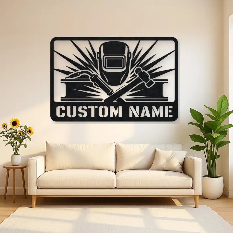 Personalized Welder Metal Wall Art with Torch and Hammer