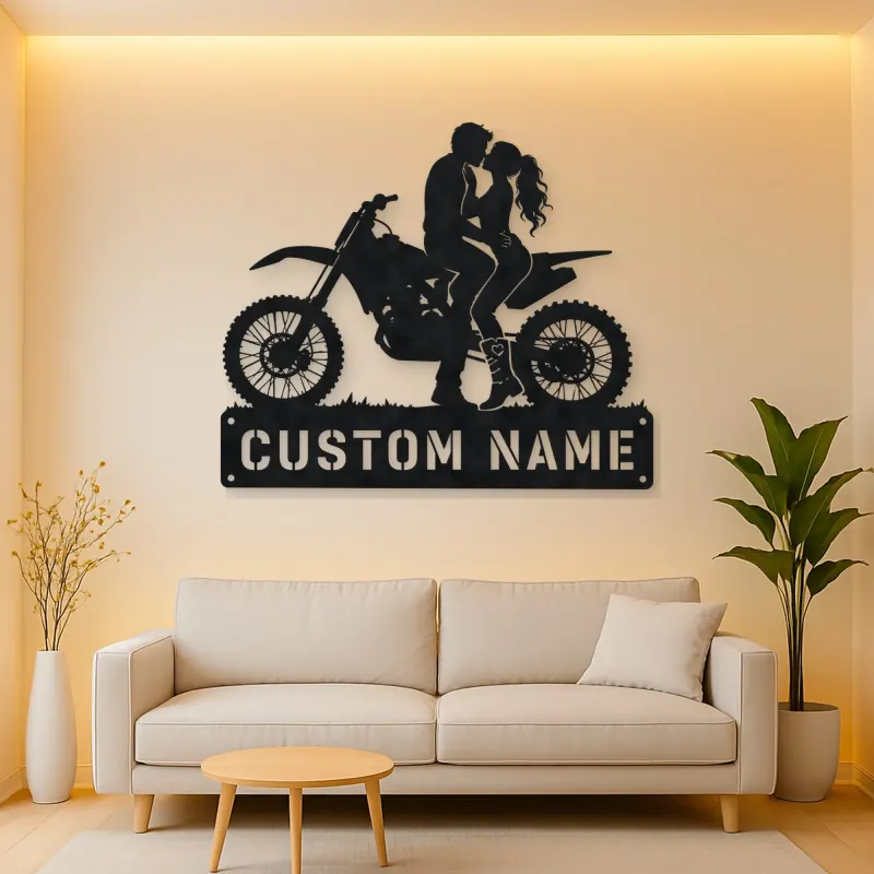 Personalized Dirt Bike Couple Metal Wall Art