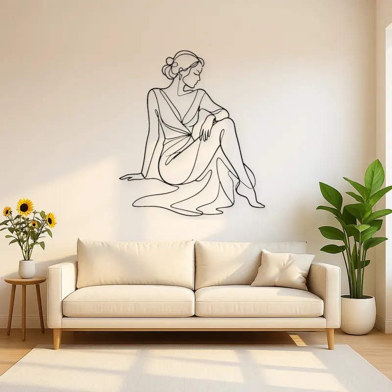 Seated Evening Muse Metal Wall Art | Fashion Figure Wall Decor
