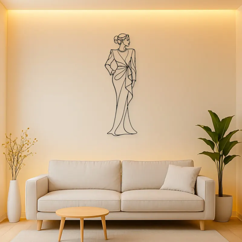Pearl Neckline Model Metal Wall Art | Fashion Figure Wall Decor