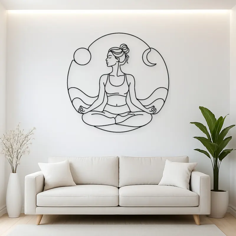 Lotus Pose Meditation Metal Wall Art | Yoga and Meditation Wall Decor