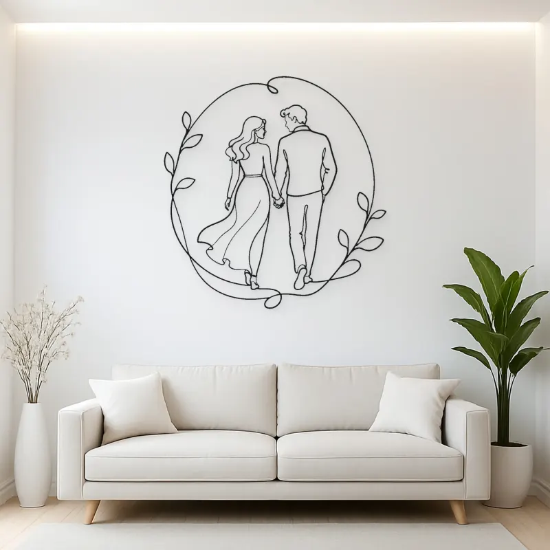 Holding Hands Walk Metal Wall Art | Romantic Couple Decor