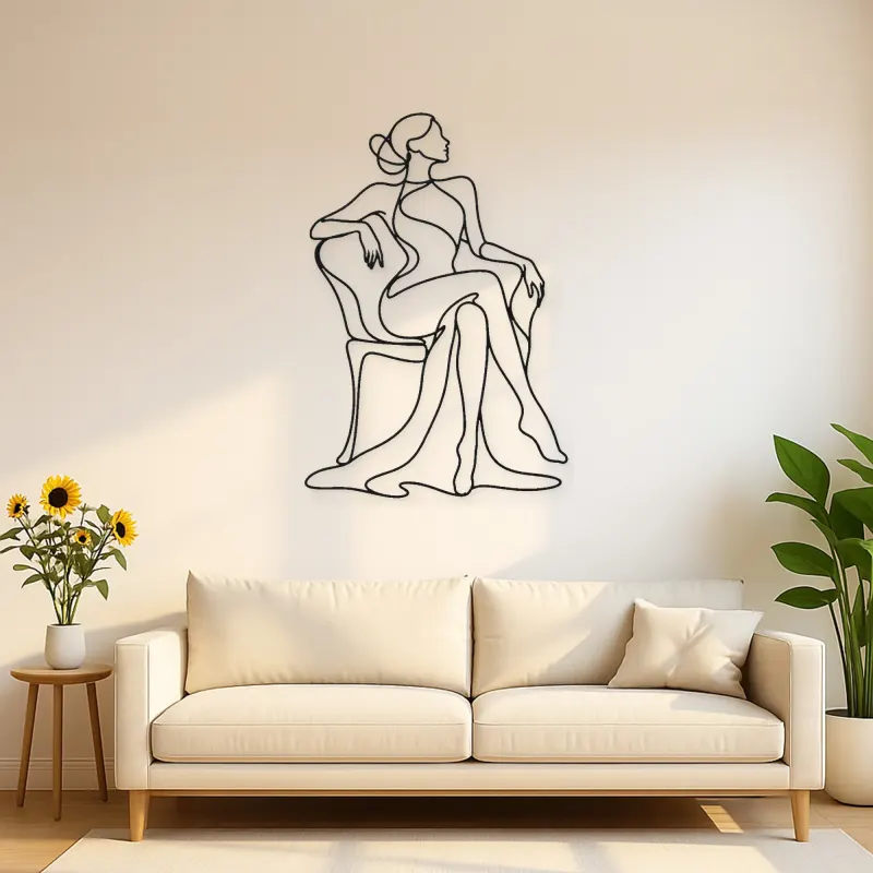 Poised Chair Muse Metal Wall Art | Fashion Figure Wall Decor