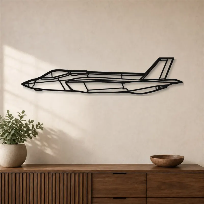 Insegna in metallo silhouette aereo F35A Lightning II, Silhouette di aerei in metallo, Decorazione murale di aviazione, Decorazione per aviatori