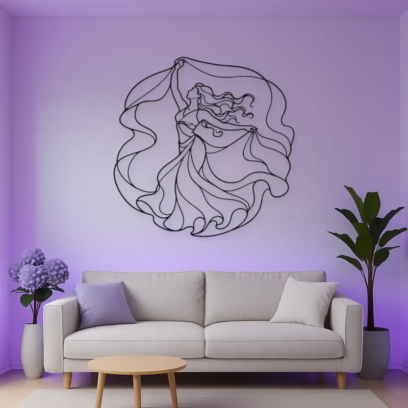 Oriental Dance Veil Metal Wall Art | Dance Silhouette Wall Decor