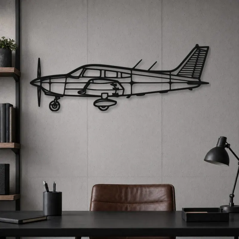 Silhouette d'avion PA-28 en métal, Décoration murale en métal, Décor aéronautique, Décor d'aviation