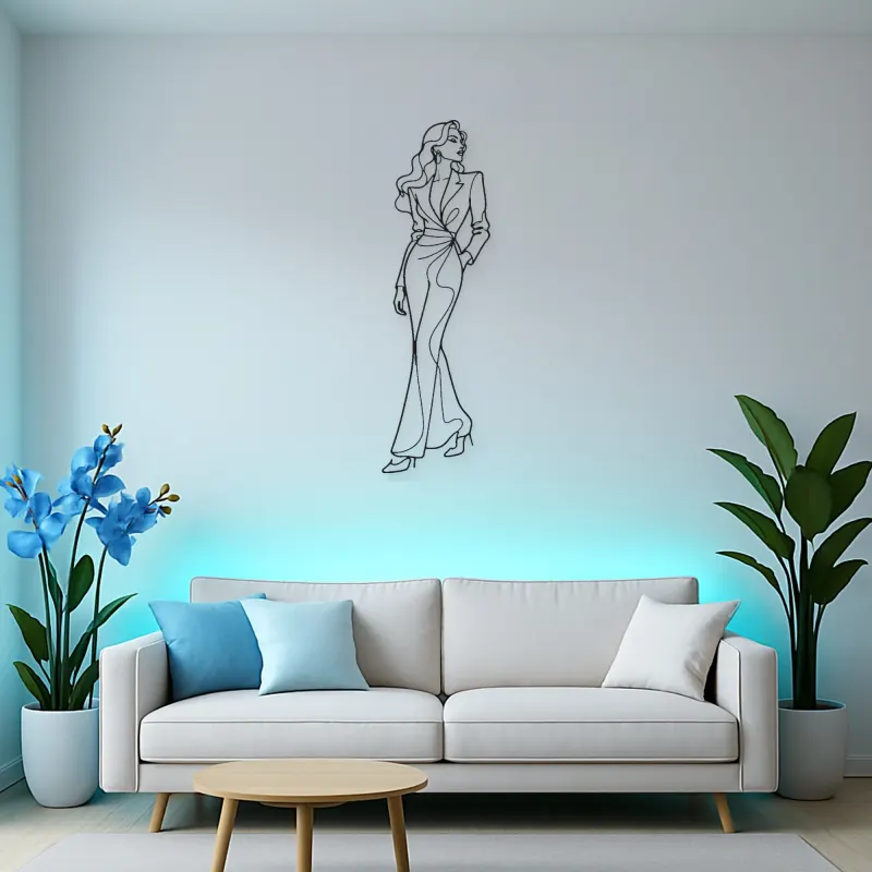 Tailored Jumpsuit Pose Metal Wall Art | Fashion Figure Wall Decor