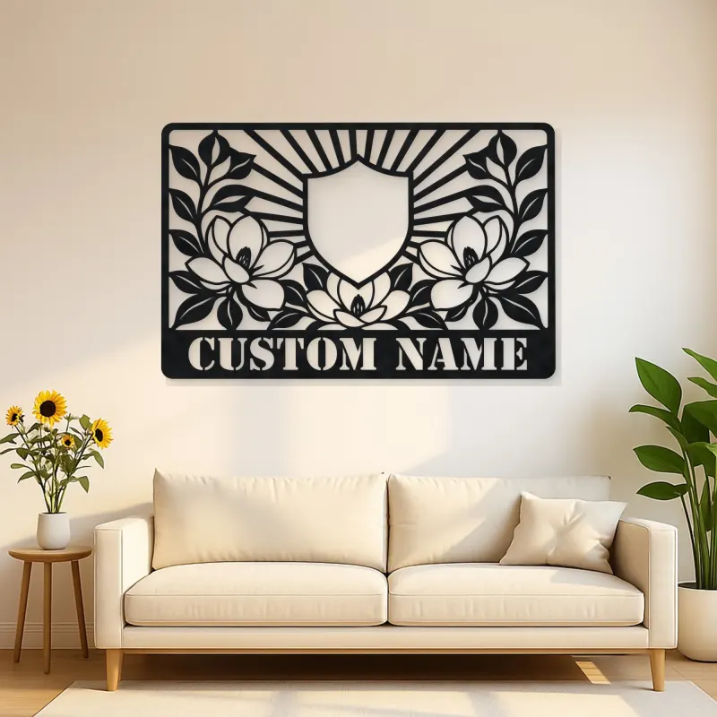 Personalized Magnolia Monogram Metal Wall Art