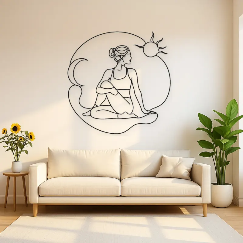 Twisted Chair Flow Metal Wall Art | Yoga and Meditation Wall Decor