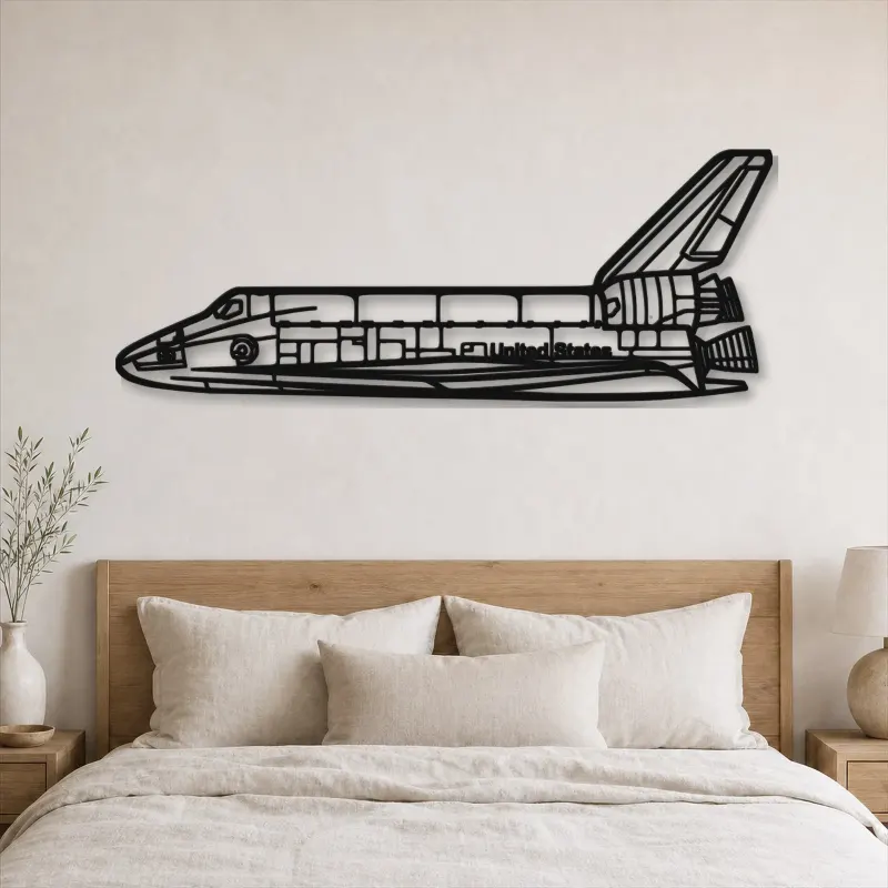 Silhouette en métal de la navette spatiale, décoration murale en métal, décoration aéronautique, décoration d'aviation
