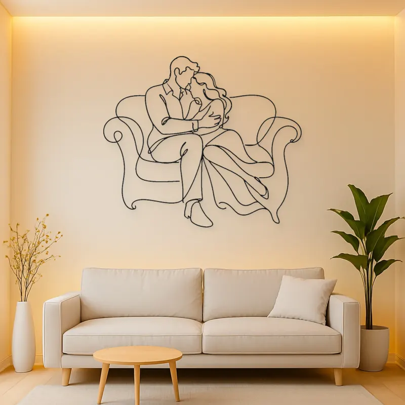 Couch Cuddle Pair Metal Wall Art | Romantic Couple Decor