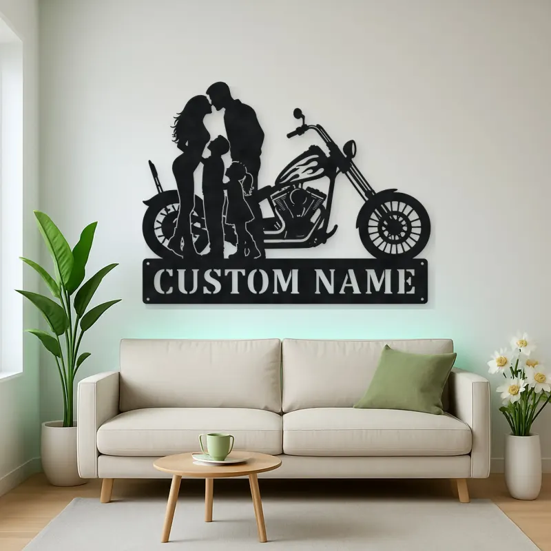 Personalized Chopper Family of Four Metal Wall Art