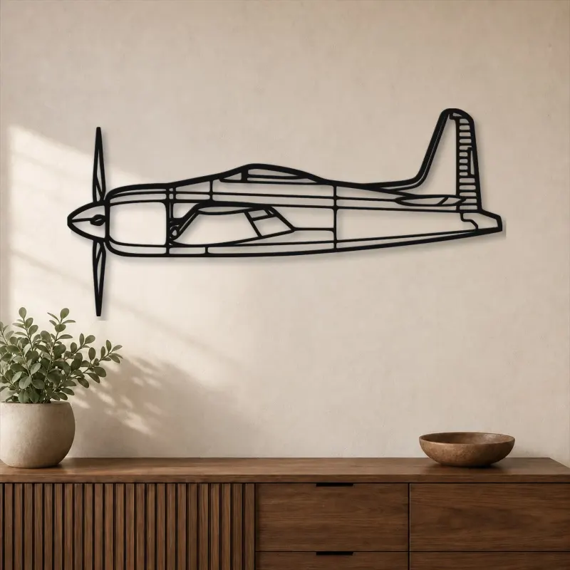 Silhouette en métal d'avion F8F Bearcat, décoration murale en métal, décoration aéronautique, cadeau pour aviateurs