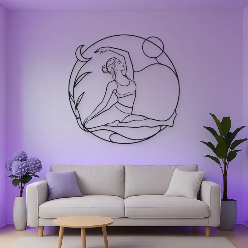 Sugarcane Pose Metal Wall Art | Yoga and Meditation Wall Decor