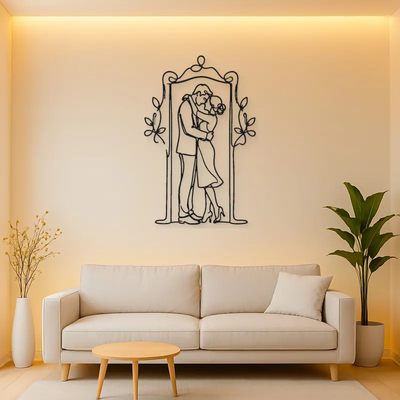 Doorway Hug Couple Metal Wall Art | Romantic Couple Decor
