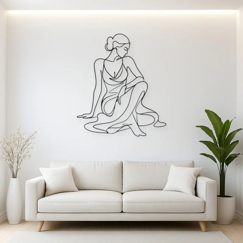 Sculptural Seated Muse Metal Wall Art | Feminine Figure Wall Decor